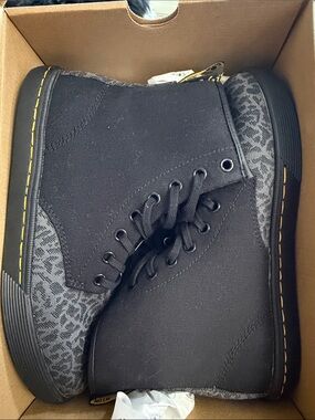 Dr. Martens Black Canvas Chukka Boots with Grey Pattern Accents